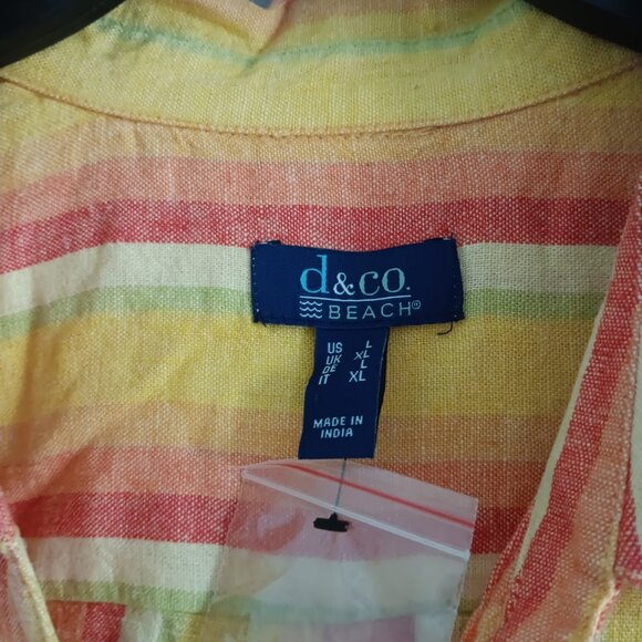 Denim & Co. Beach Button- Front Shirt Dress Cover-Up - Sz L a392648 - Picture 3 of 5